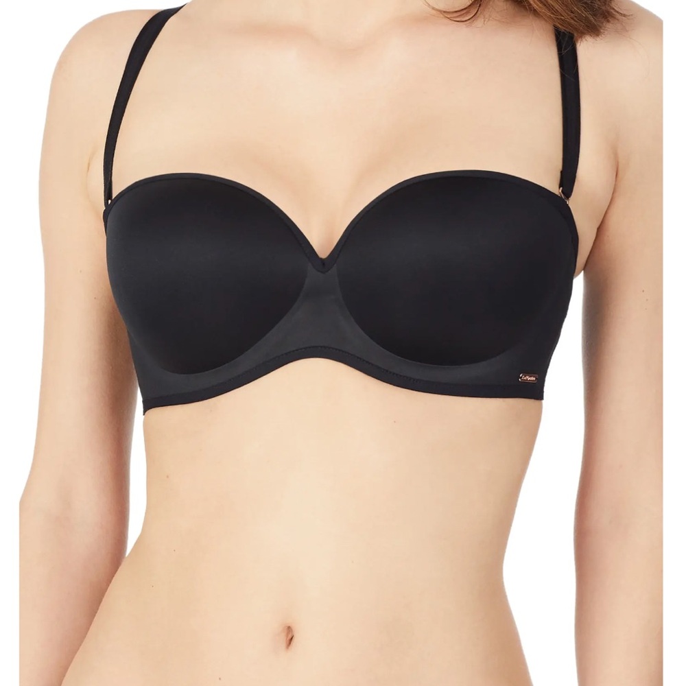 LE MYSTERE Black Clean Lines Strapless Padded Underwire Bra (Bin#2)